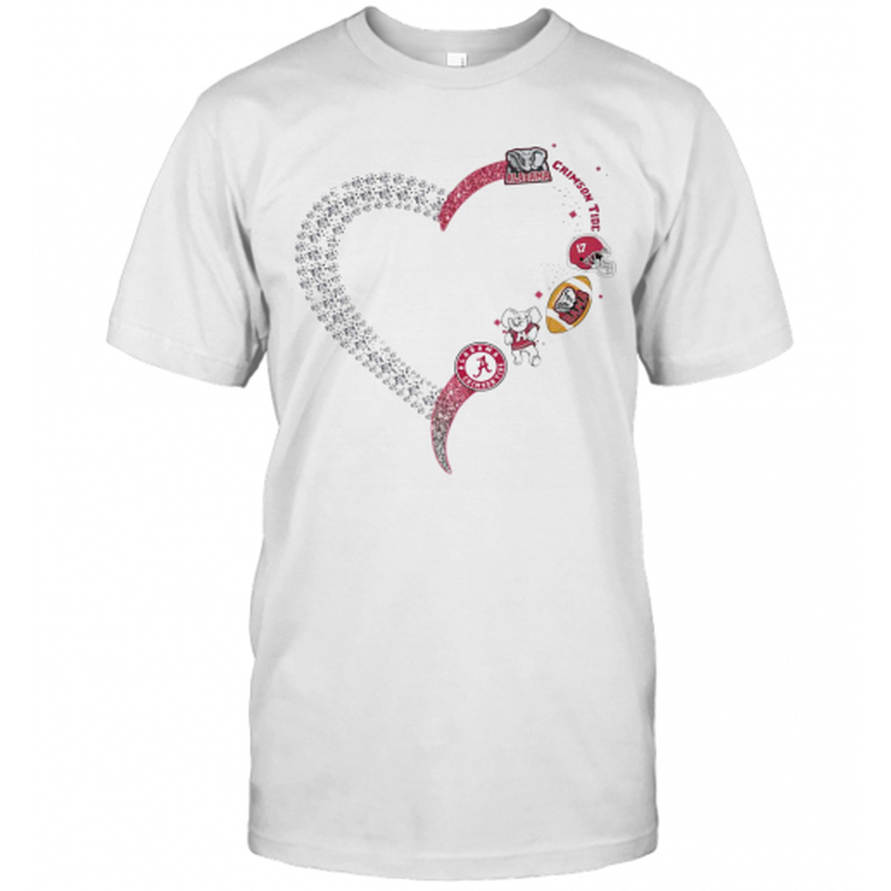 Alabama Crimson Tide Football Logo Heart T-Shirt